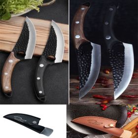 Slaughter Cutting Meat Boning Small Scimitar Special Skinning Killing Pigs Butcher (Option: Sheath-Black Brown-Q2set)