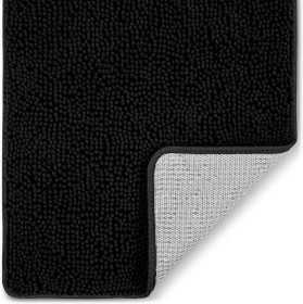 Soft Shaggy Bathroom Rug (Color: BLK, size: 17X24)