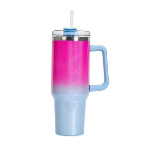 Large Capacity Double-layer Stainless Steel Vacuum Insulation Cup (Option: Pink Blue)