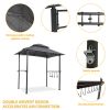 Outdoor Grill Gazebo 8 x 5 Ft;  Shelter Tent;  Double Tier Soft Top Canopy and Steel Frame with hook and Bar Counters